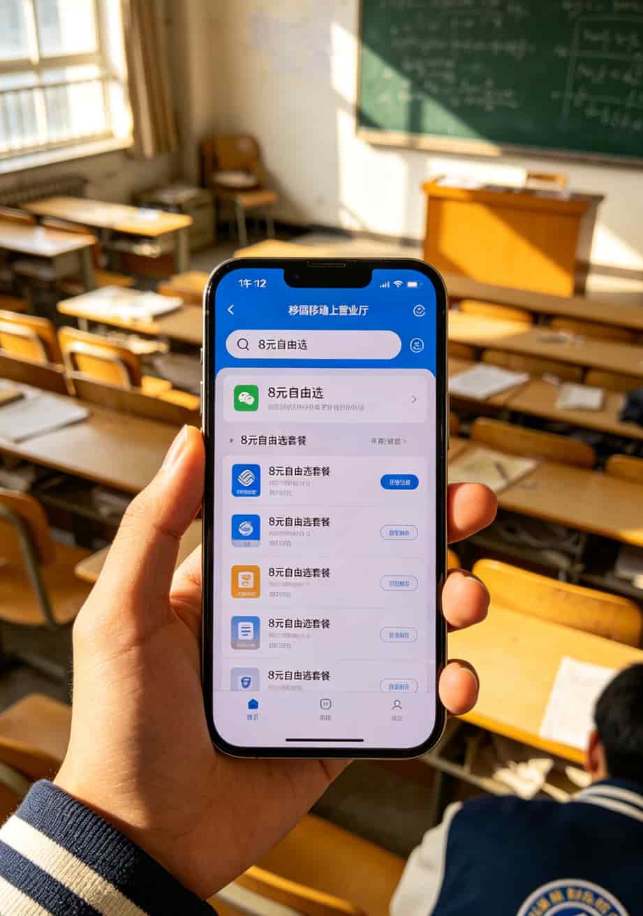 大学四年话费省出一部手机钱,“保号+流量卡”这路子我替你踩明白了 掌上营业厅APP搜索8元自由选的截图示意