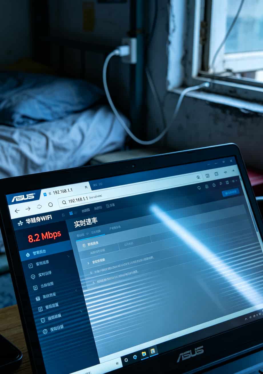 华硕路由器后台显示网速仅8Mbps的截图