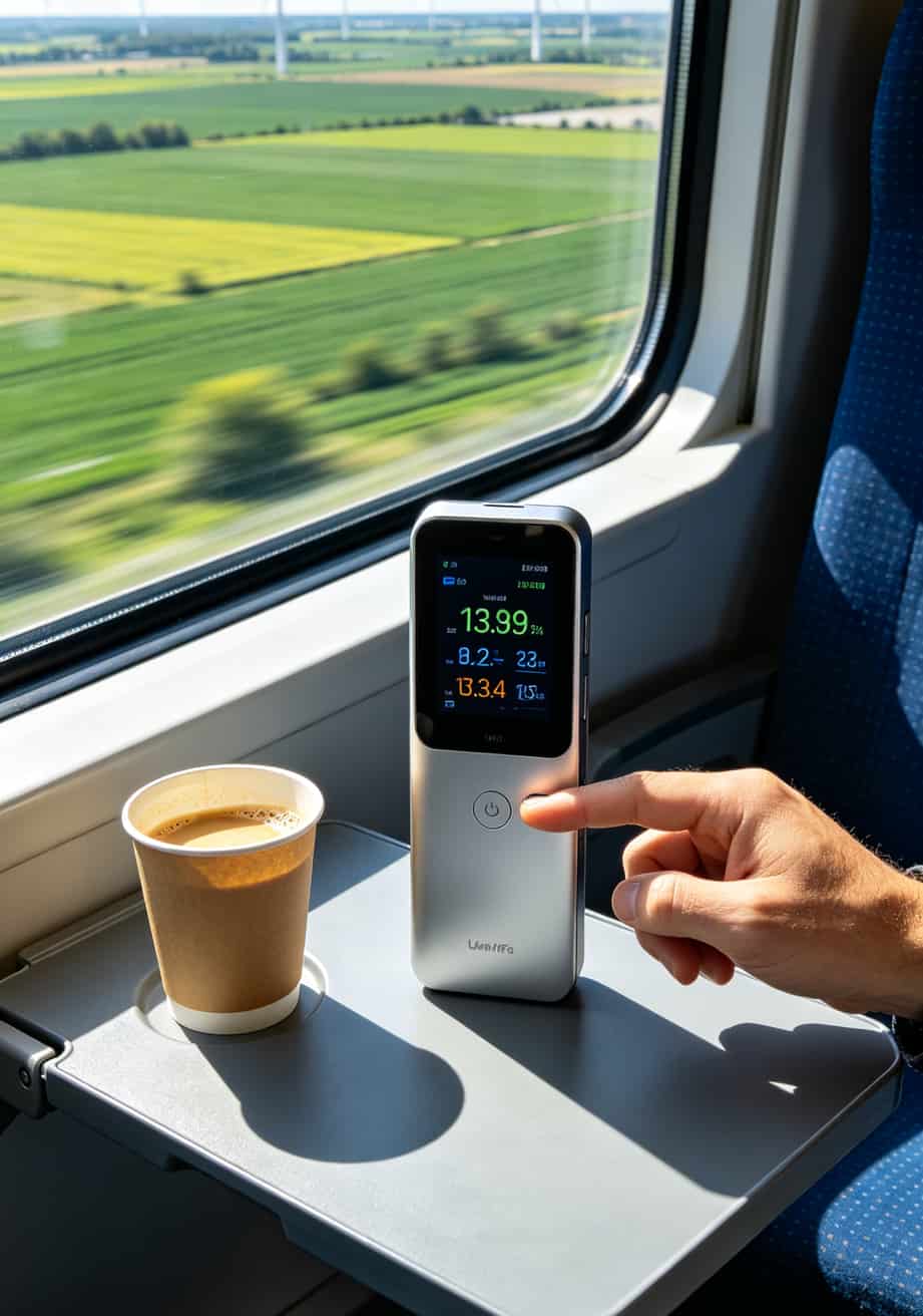 办了电信流量卡,为啥随身WiFi还是卡?托运、辐射、套餐这些坑我替你踩过了 高铁车窗外的风景和桌板上正在运行的随身WiFi设备