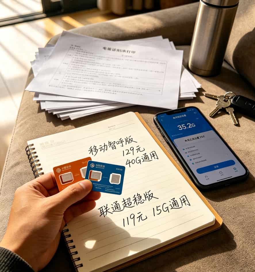 贵阳跑电销办卡避坑:实测办理哪种卡流量多又抗封(附10个血泪经验) 移动智呼版套餐详情与流量实测对比图
