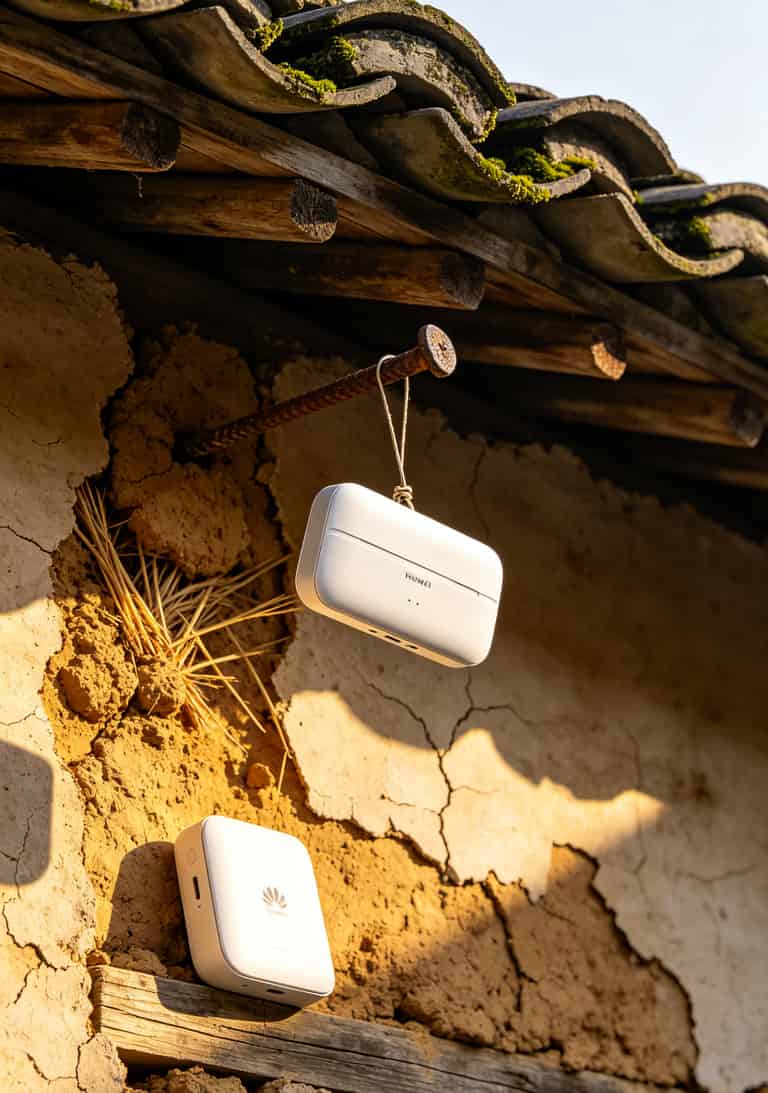 办流量卡要钱吗?农村用华为随身WiFi,这张卡怎么选最省钱 华为随身WiFi在农村房檐下放置位置示意