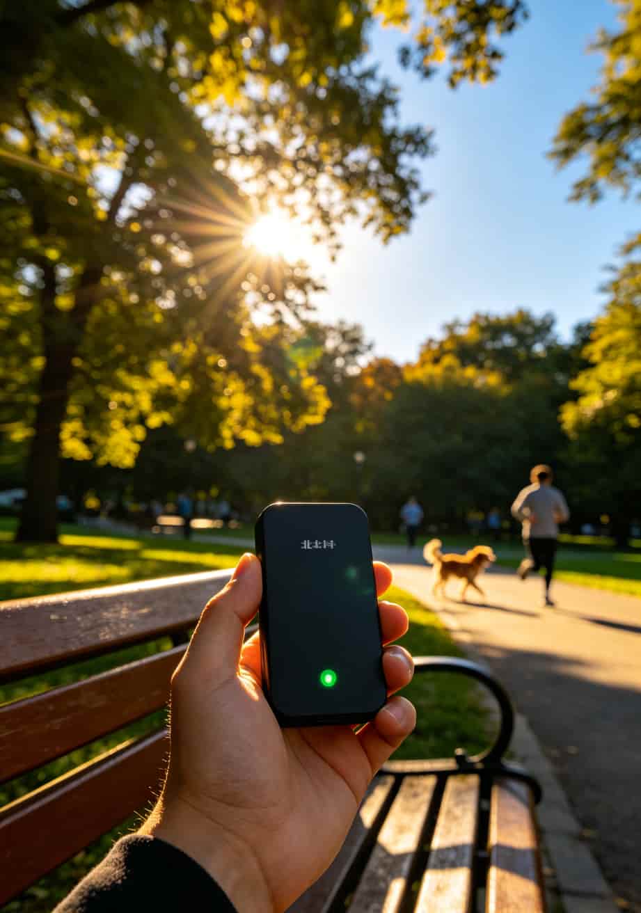 手持北斗随身WiFi在户外使用的场景照