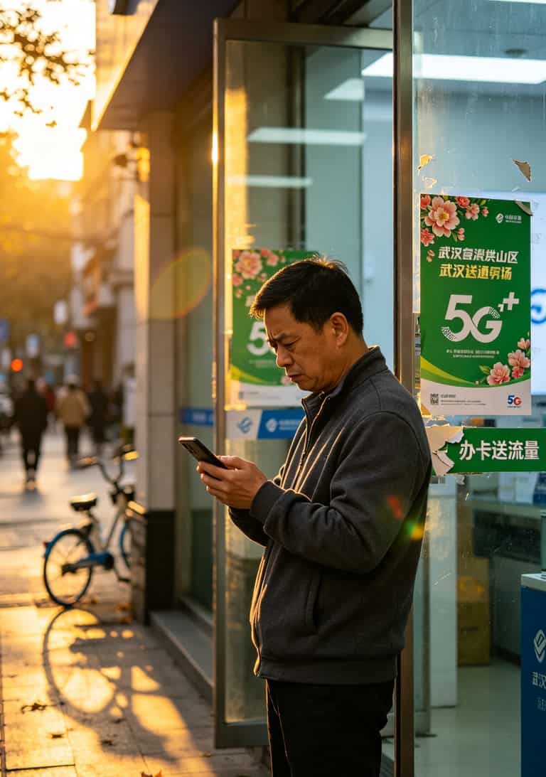 不限量流量卡还有吗?别再被骗了,我跑遍武汉营业厅的答案就这 武汉洪山区某运营商营业厅门口实拍,用户正在咨询套餐