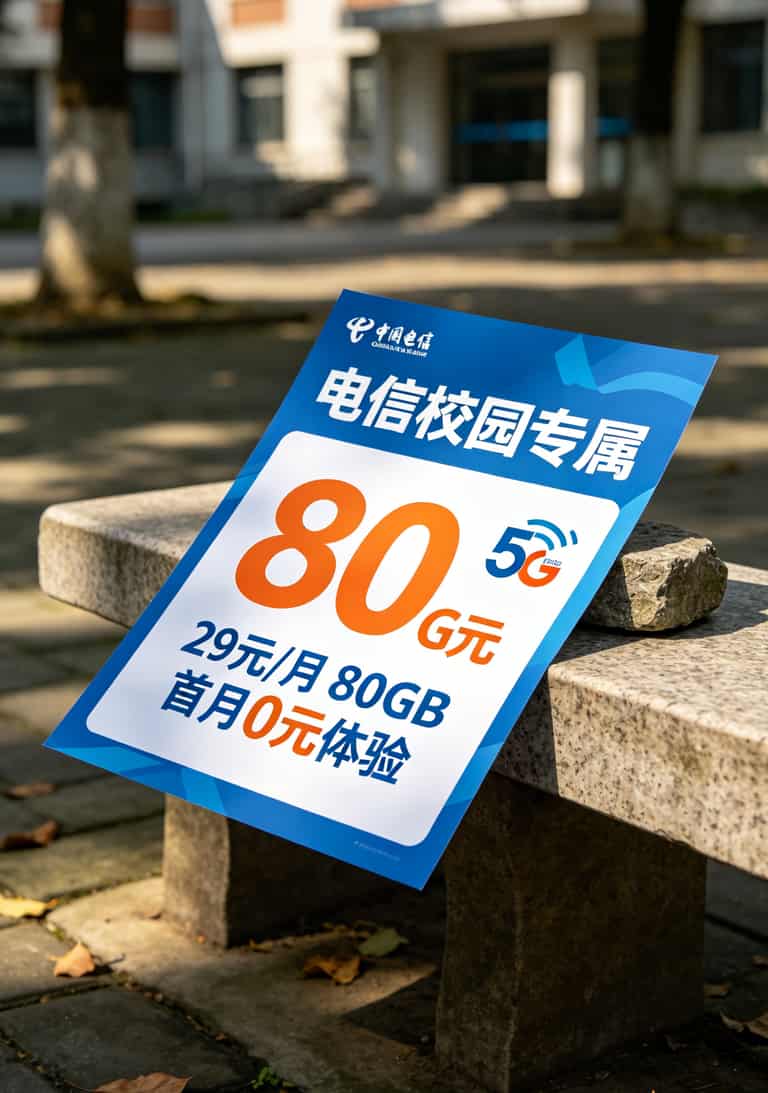 一张5g电信流量卡折腾我仨月,京东校园卡那30块我是真领到了(附避坑地图) 电信校园专属套餐宣传页截图,标注29元80G和首月0元字样