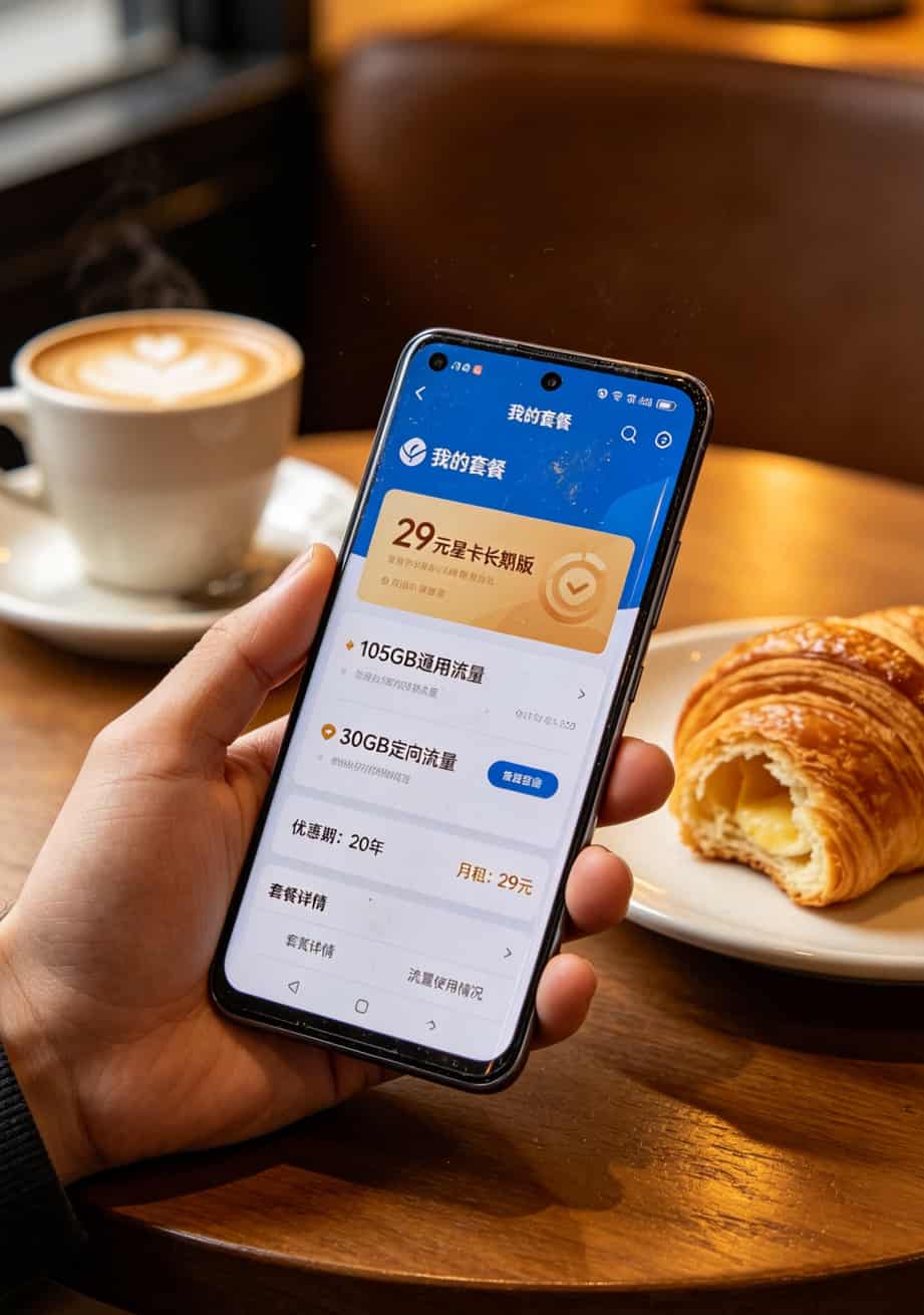 办什么卡便宜流量多?29元100G才是正常价,低于这个数我劝你别碰 运营商官方App套餐详情截图,显示流量包、优惠期、月租价格等信息