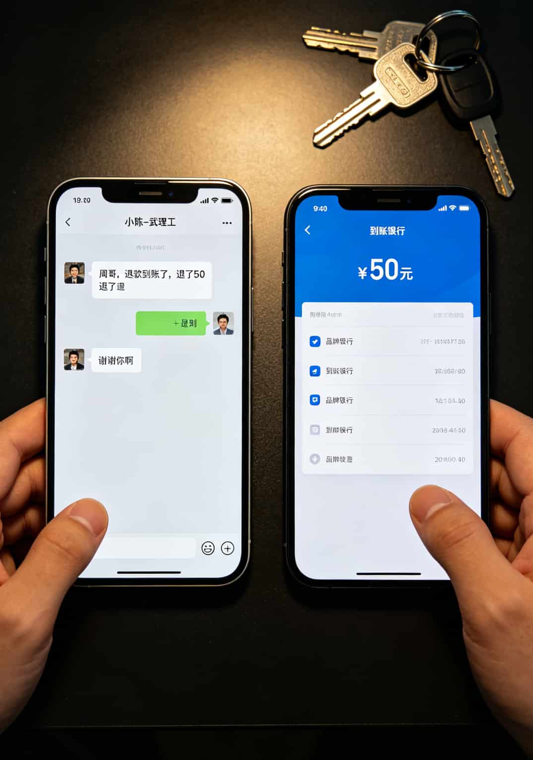 172流量卡分销内行人揭秘:一张流量卡的命,比我前女友的心思还难猜 小陈与老周的微信聊天记录截图,显示投诉后退款50元