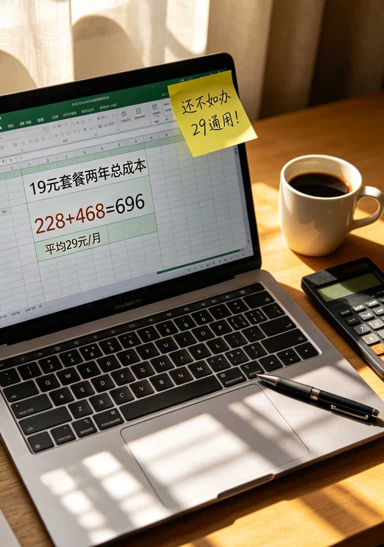19元就能办到电信正规流量卡?别急,我把6个朋友的账单翻出来给你看 一张对比图,左边是19元套餐(一堆限制),右边是29元套餐(简单明了)