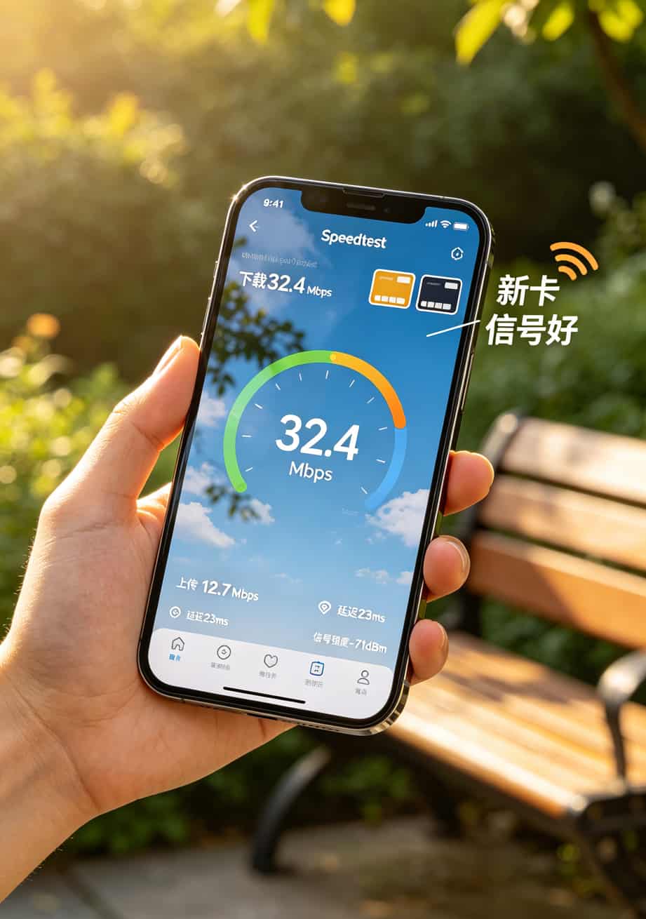 测速APP截图，显示下载速度32Mbps上传12Mbps
