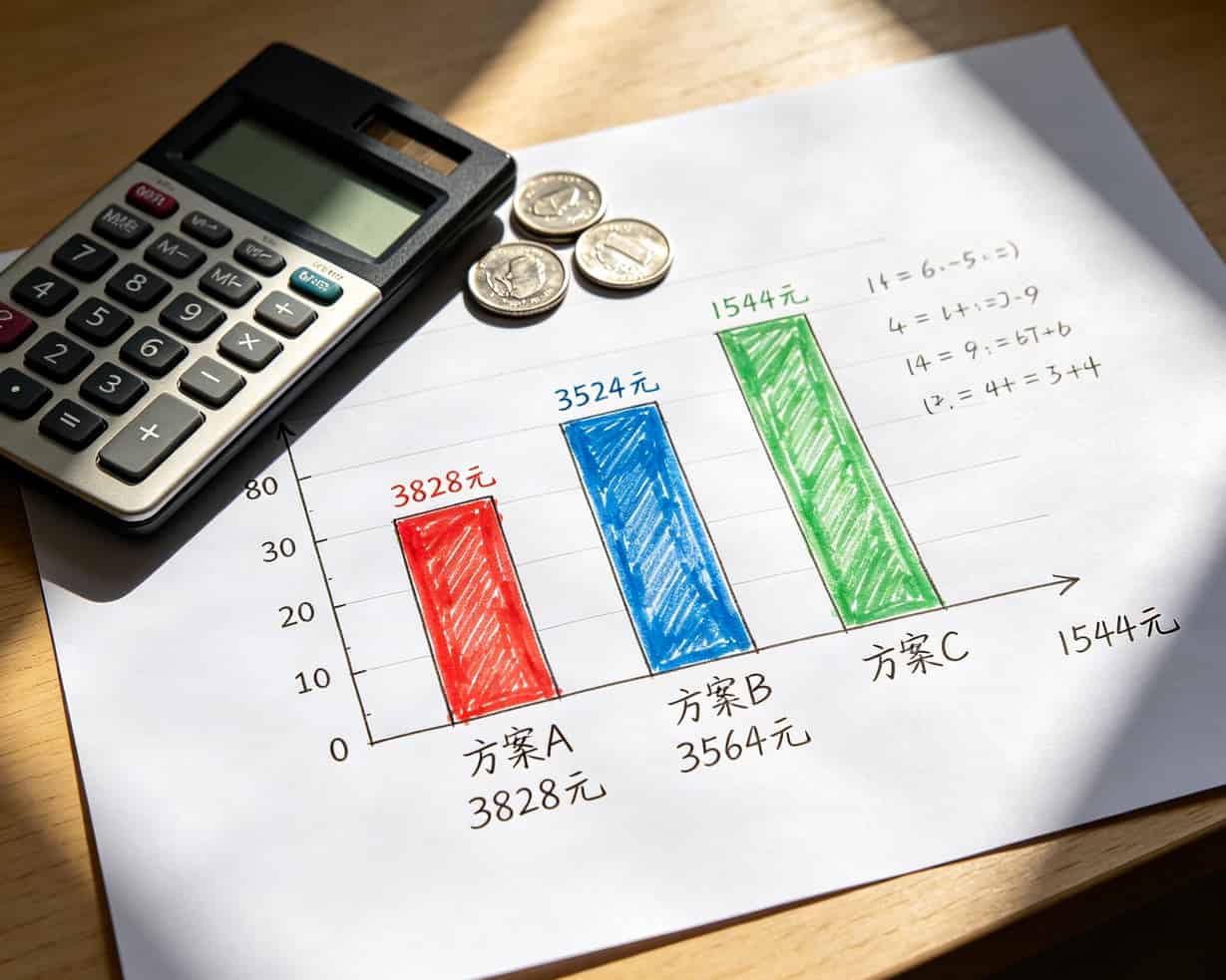 三年成本对比柱状图
