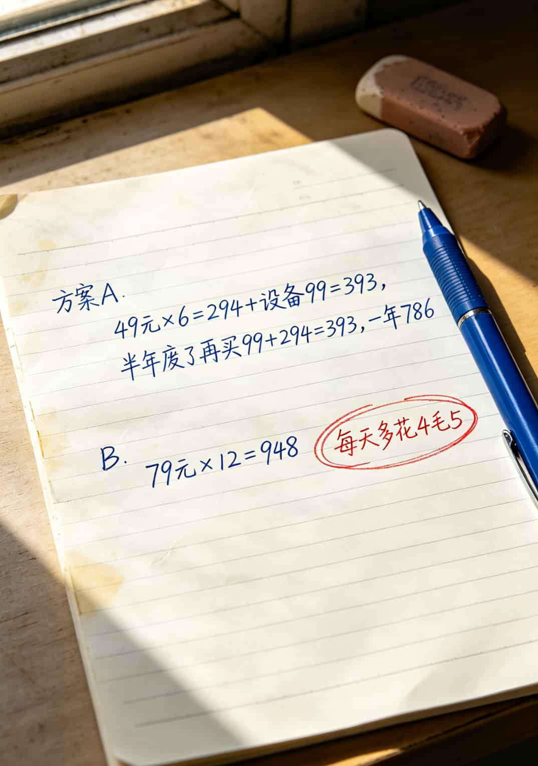 3000g的流量卡是真是假?我花了800块买了三张,告诉你真相 两种方案对比计算手写笔记