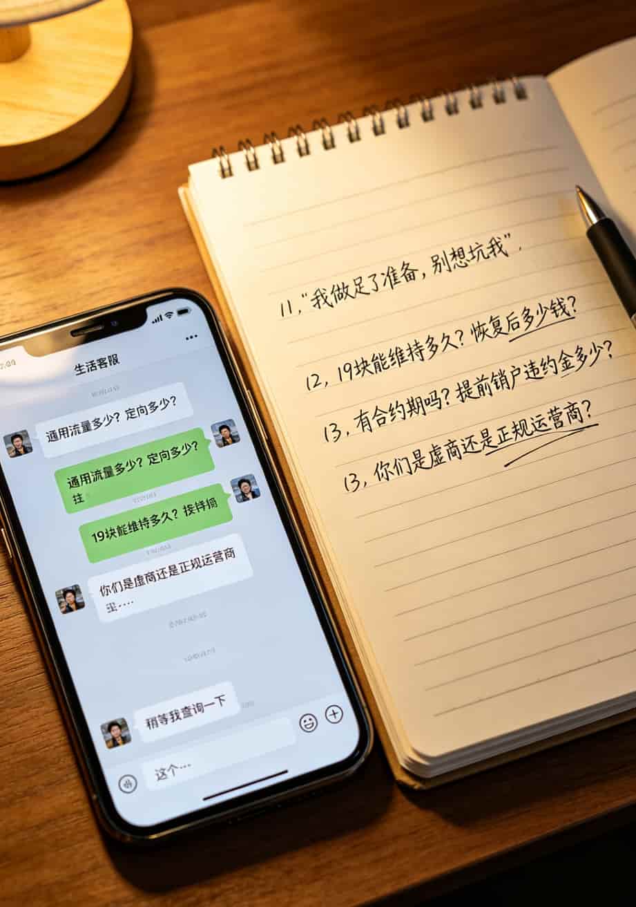 19块流量卡千万别闭眼买!我测了十几张,广信流量卡能不能办看这4点就够了 向客服询问套餐细节的聊天话术模板
