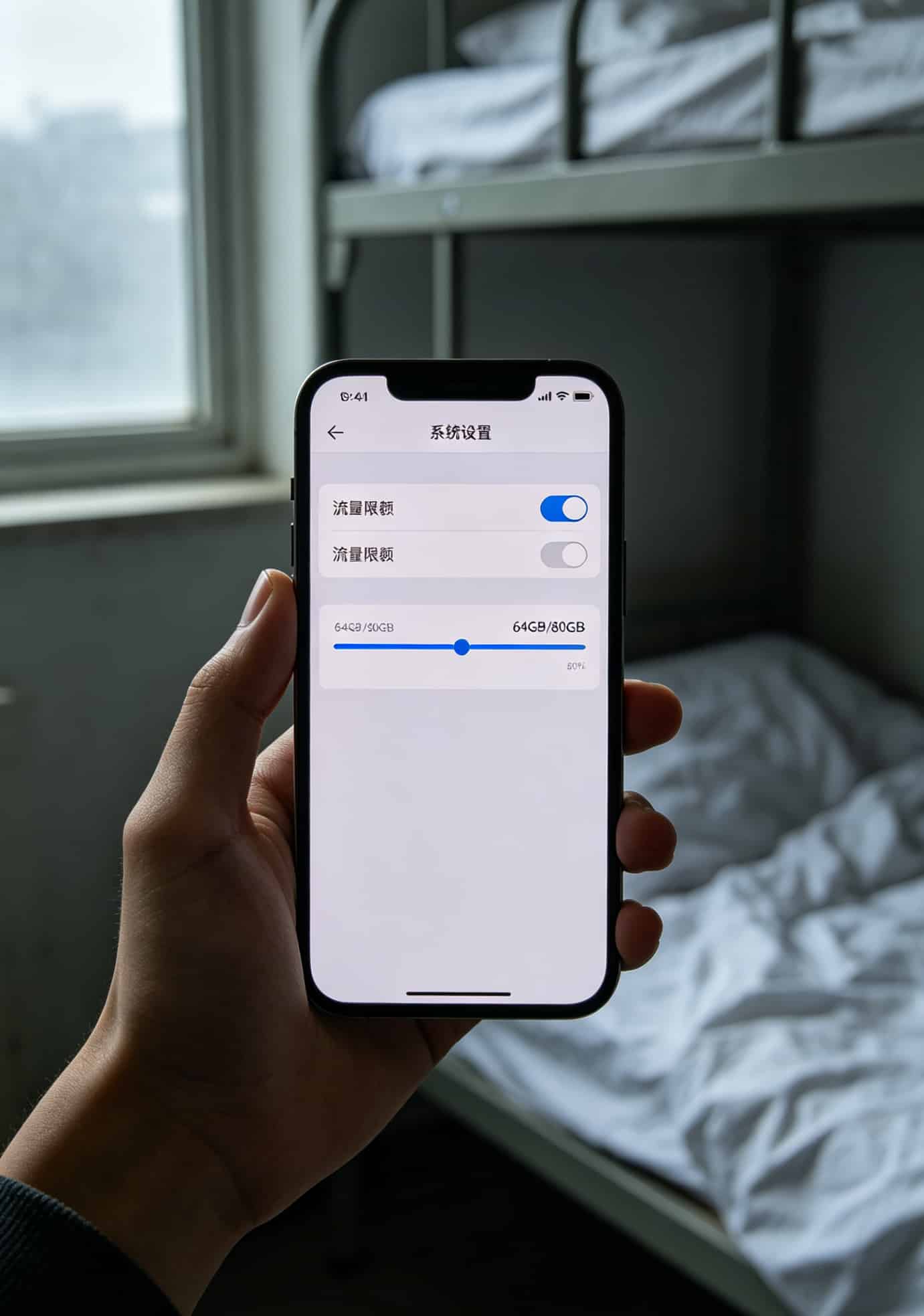 四年踩坑无数,终于找到一张靠谱的“可选归属地流量卡”(学生党必看) 手机设置界面中,流量限额功能被开启,进度条停在80%位置