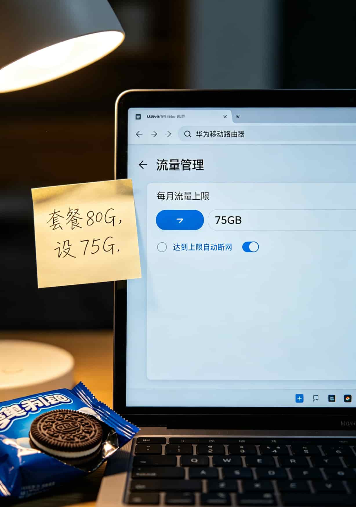 随身WiFi管理后台流量限额设置界面截图