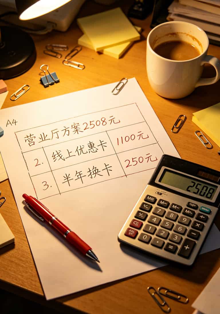三种办卡方案年度总费用对比表格