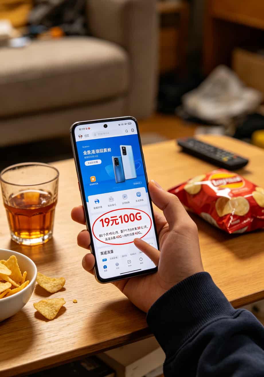 线上流量卡商品页底部小字优惠期说明截图