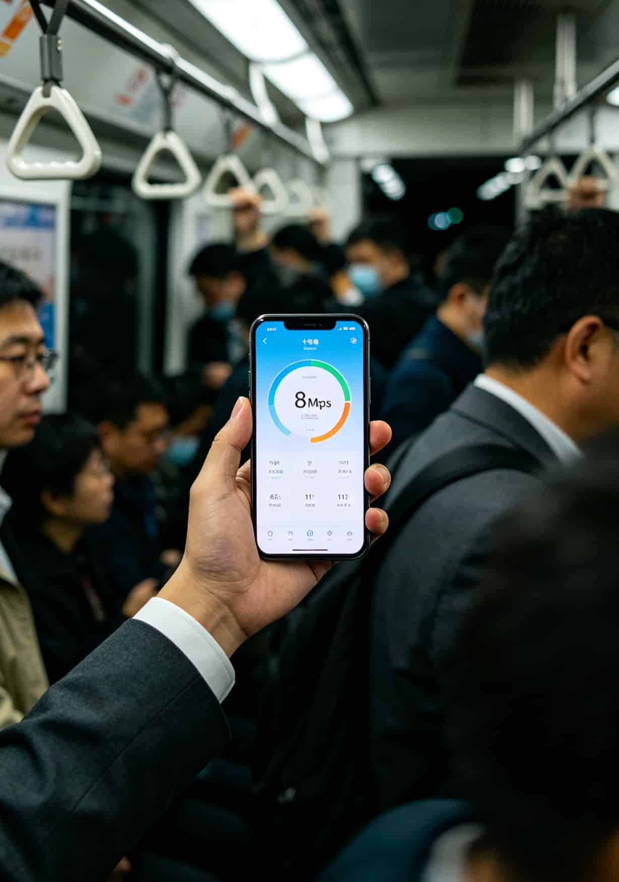 包年卡纯流量上网卡不限量不限速,我用了七个月后悔没早办!19元192G京东自营真实账单 包年卡纯流量上网卡在北京地铁十号线测速截图,显示下载8Mbps