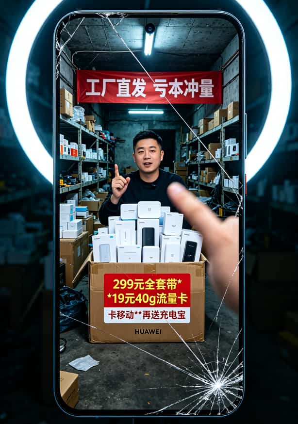 租房出差党狂喜!华为随身WiFi搭19元40g流量卡移动,一年省下小两千 抖音上随身WiFi套餐的常见宣传页面截图