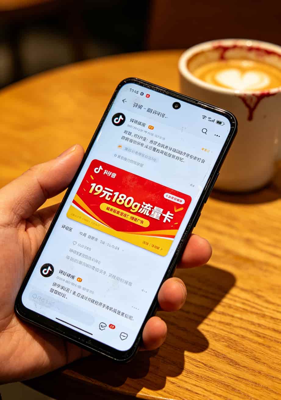 19块钱的180g流量卡能买吗?我买了4张回来试,答案在这里 手机刷抖音时弹出流量卡广告的截图
