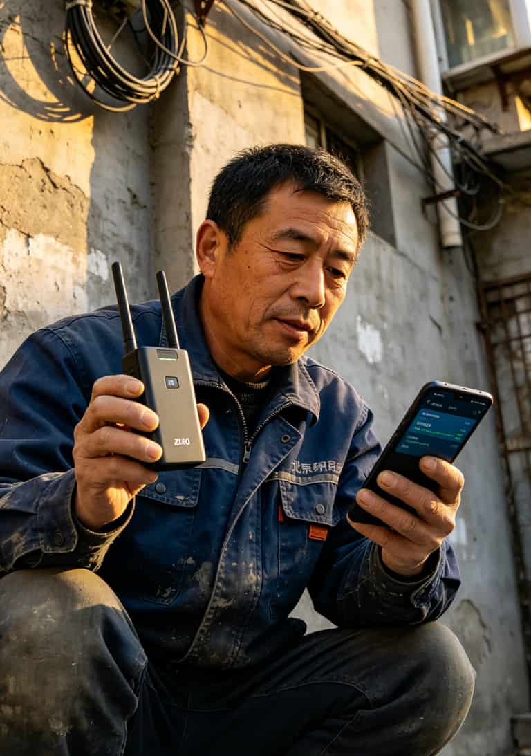 办了这么多流量卡,我彻底懂了:中兴随身WiFi想跑满速,90%靠这张卡 弱电工程师在户外调试中兴随身WiFi设备