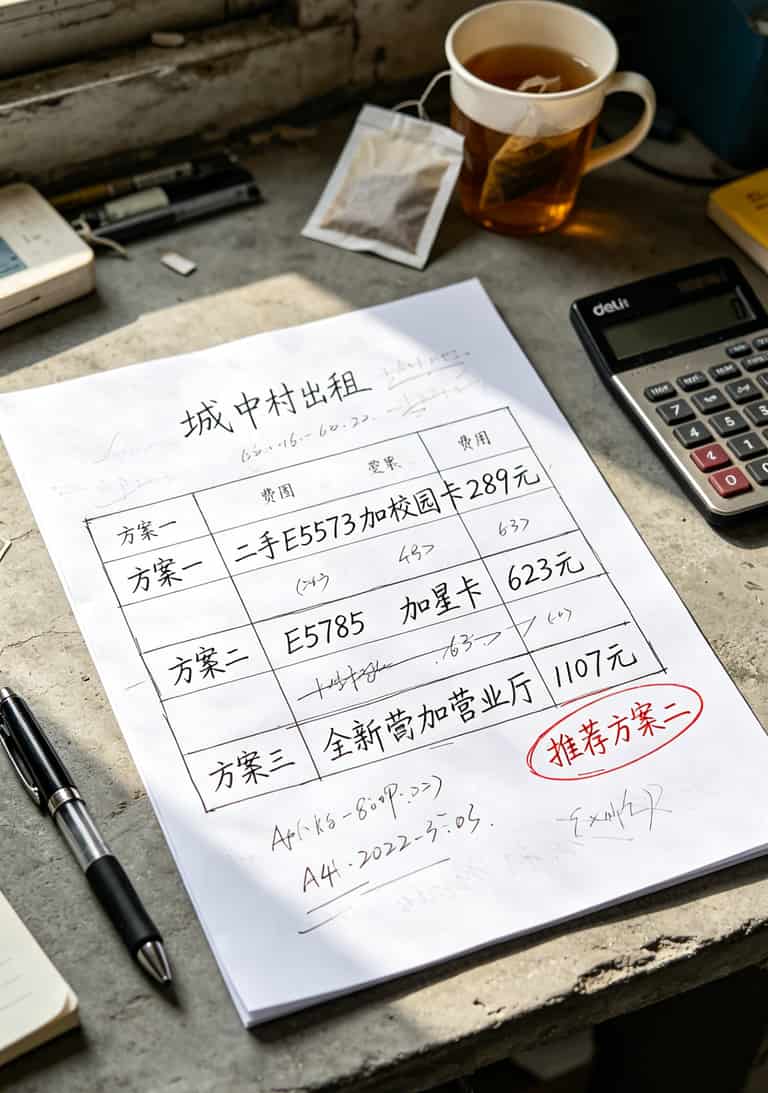 90块闲鱼捡华为随身WiFi,自己办200g流量卡,一年省下400块宽带费 费用对比表格,三种方案一年花费从289元到1107元