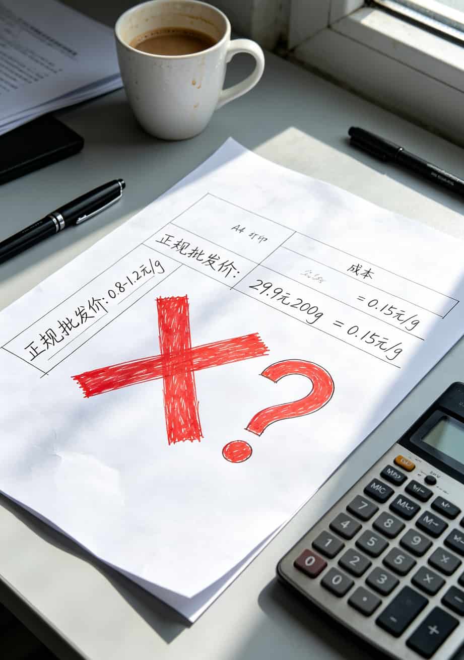 流量成本对比图，正规卡vs低价卡的单价差距