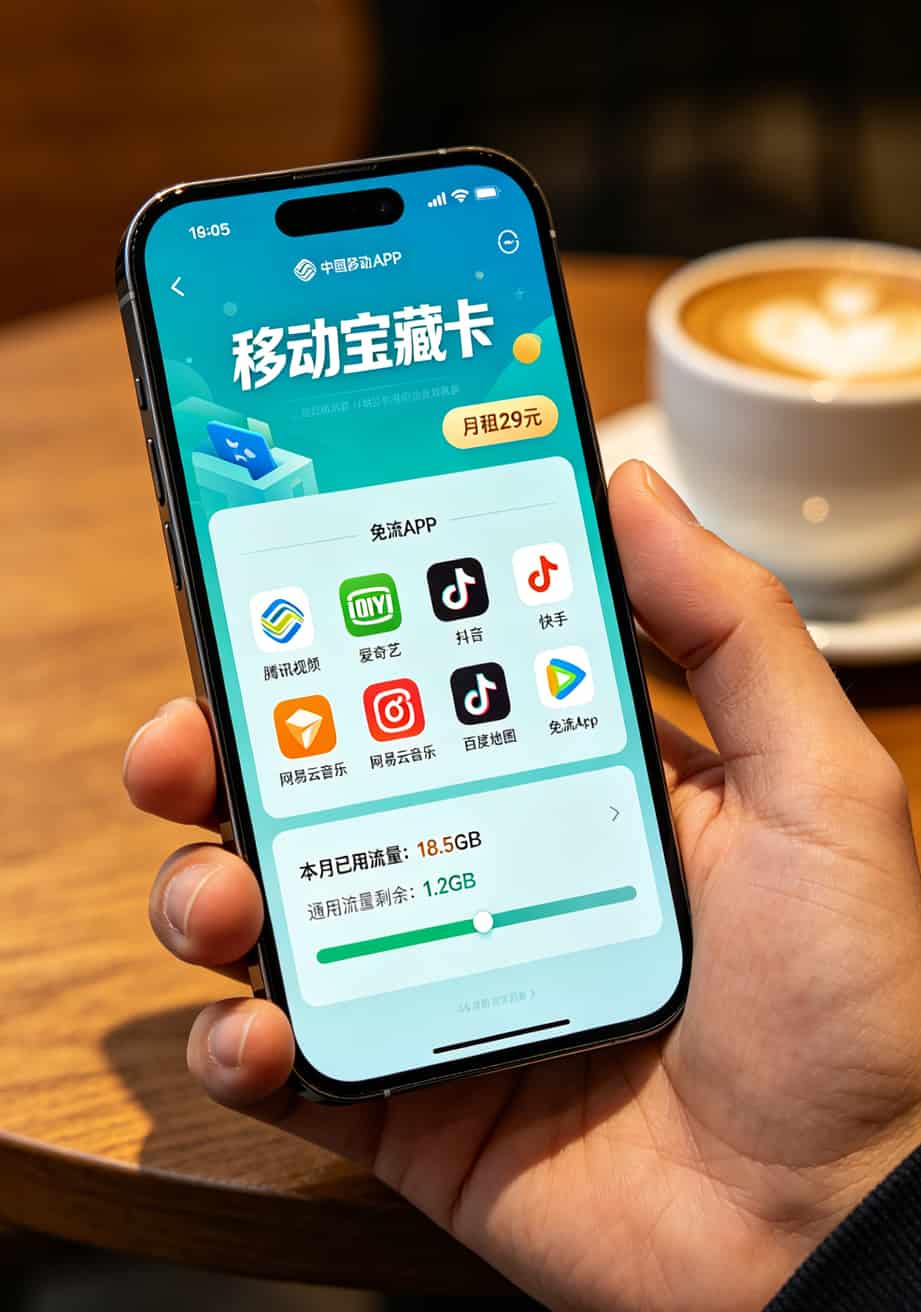 宝藏卡免流量app有哪些?我花了800块踩坑,总结出这张“免流不翻车”清单 移动宝藏卡套餐详情和免流App列表截图