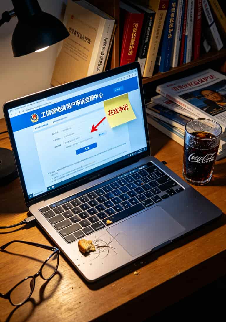 办了5张19块200G流量sim卡,我全扔了(含避坑清单) 工信部申诉平台操作界面截图,标注投诉入口位置