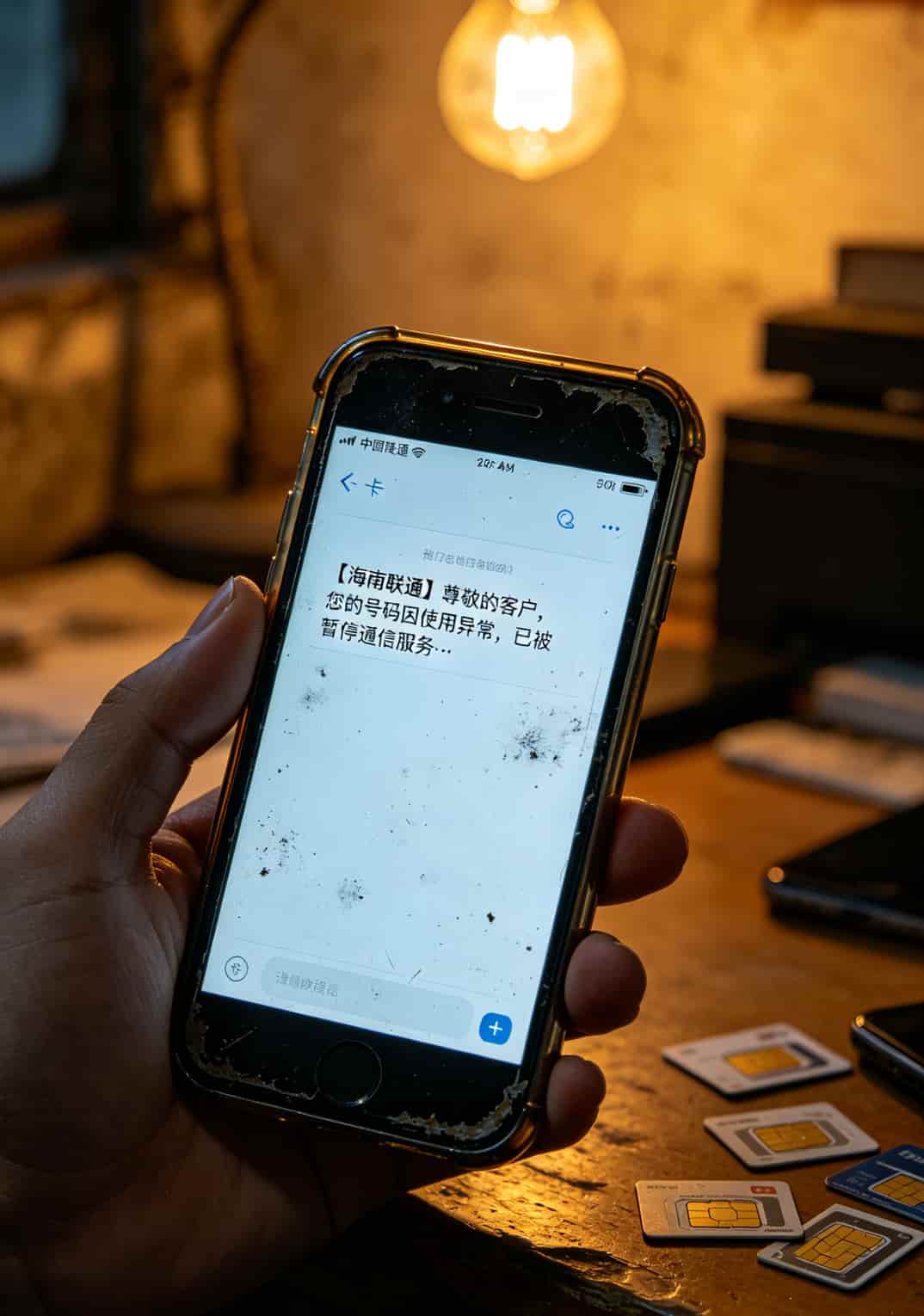 搜19.9元100g流量卡想打电话?听海南老电销说句大实话:别买 海南电销卡被封的手机屏幕提示