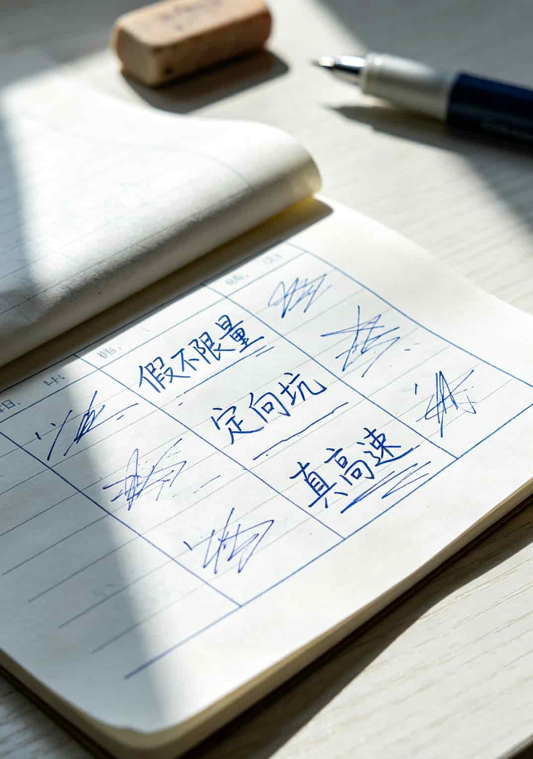 三种不限量套餐对比表格示意图
