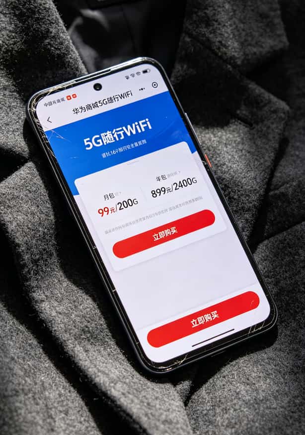 月省100块!华为随身WiFi插卡版配29元卡流量,三年省出一台新设备 华为商城5G随行WiFi套餐截图,月包99元200G,年包899元2400G