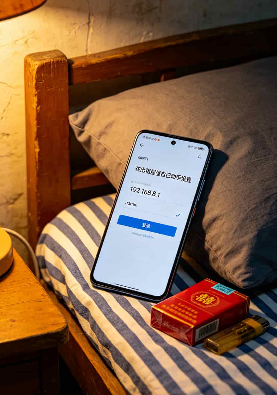90块闲鱼捡华为随身WiFi,自己办200g流量卡,一年省下400块宽带费 华为随身WiFi管理后台登录界面截图,地址栏显示192.168.8.1