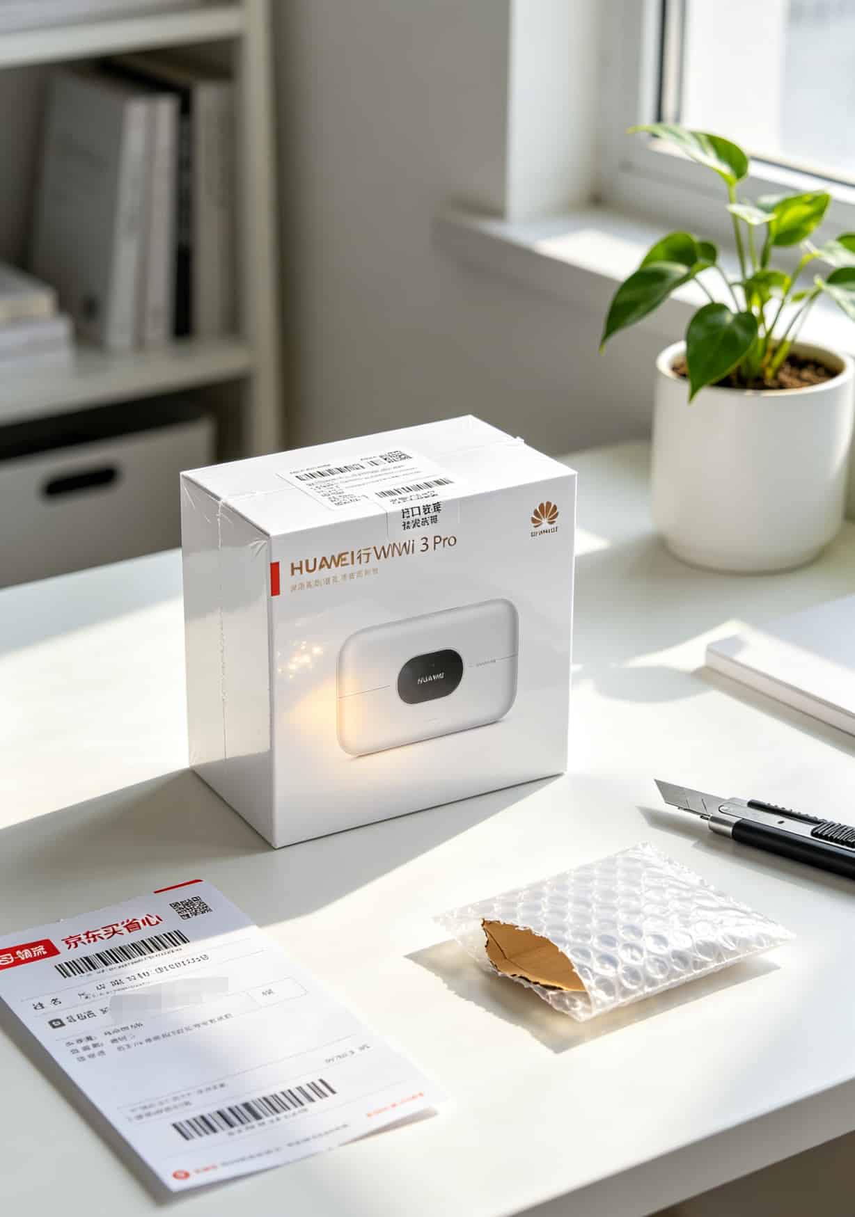 90块闲鱼捡华为随身WiFi,自己办200g流量卡,一年省下400块宽带费 华为随行WiFi 3 Pro全新包装盒,白色盒子印着产品图