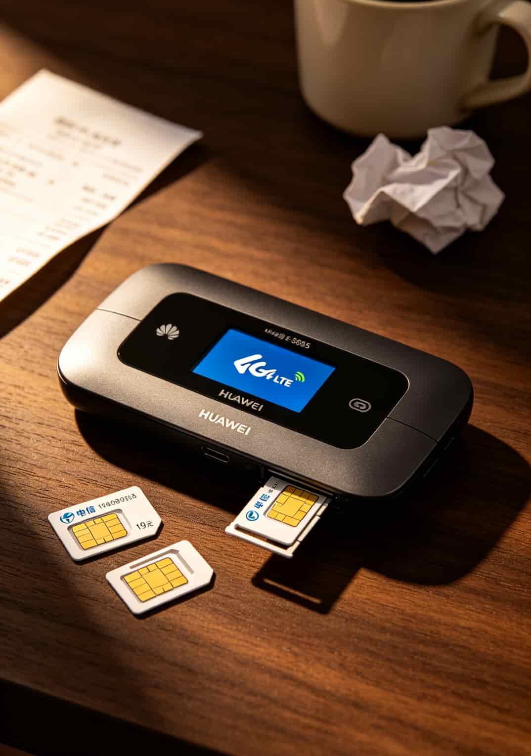 办张电信流量卡到底要多少钱?我实测了华为随身WiFi配卡的所有坑,答案在这 华为E50318背面卡槽打开状态,一张Nano SIM卡正在被插入,手指捏着卡片边缘