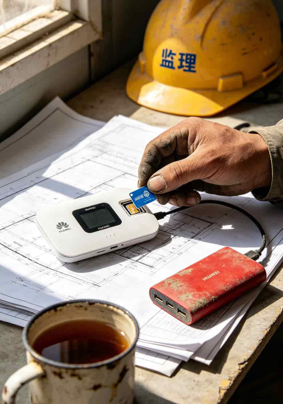华为随身WiFi流量卡终极避坑:到底办理哪种卡流量多?我实测12张卡告诉你答案 华为E8372随身WiFi插着SIM卡的样子