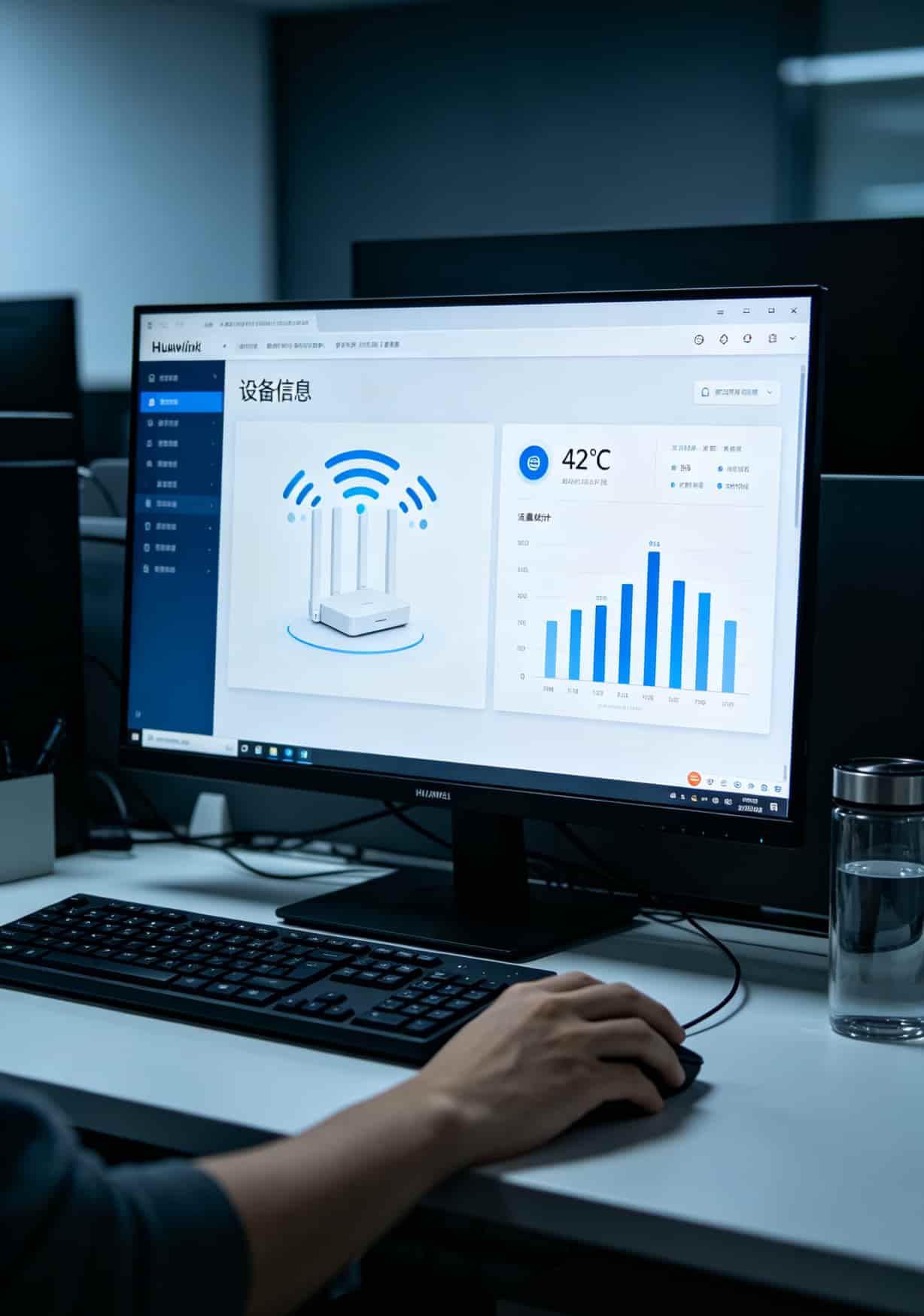 华为随身WiFi配上“1块钱1g流量卡”,网速到底行不行?我折腾三年告诉你真相 华为随身WiFi后台管理页面截图,显示信号强度和设备温度