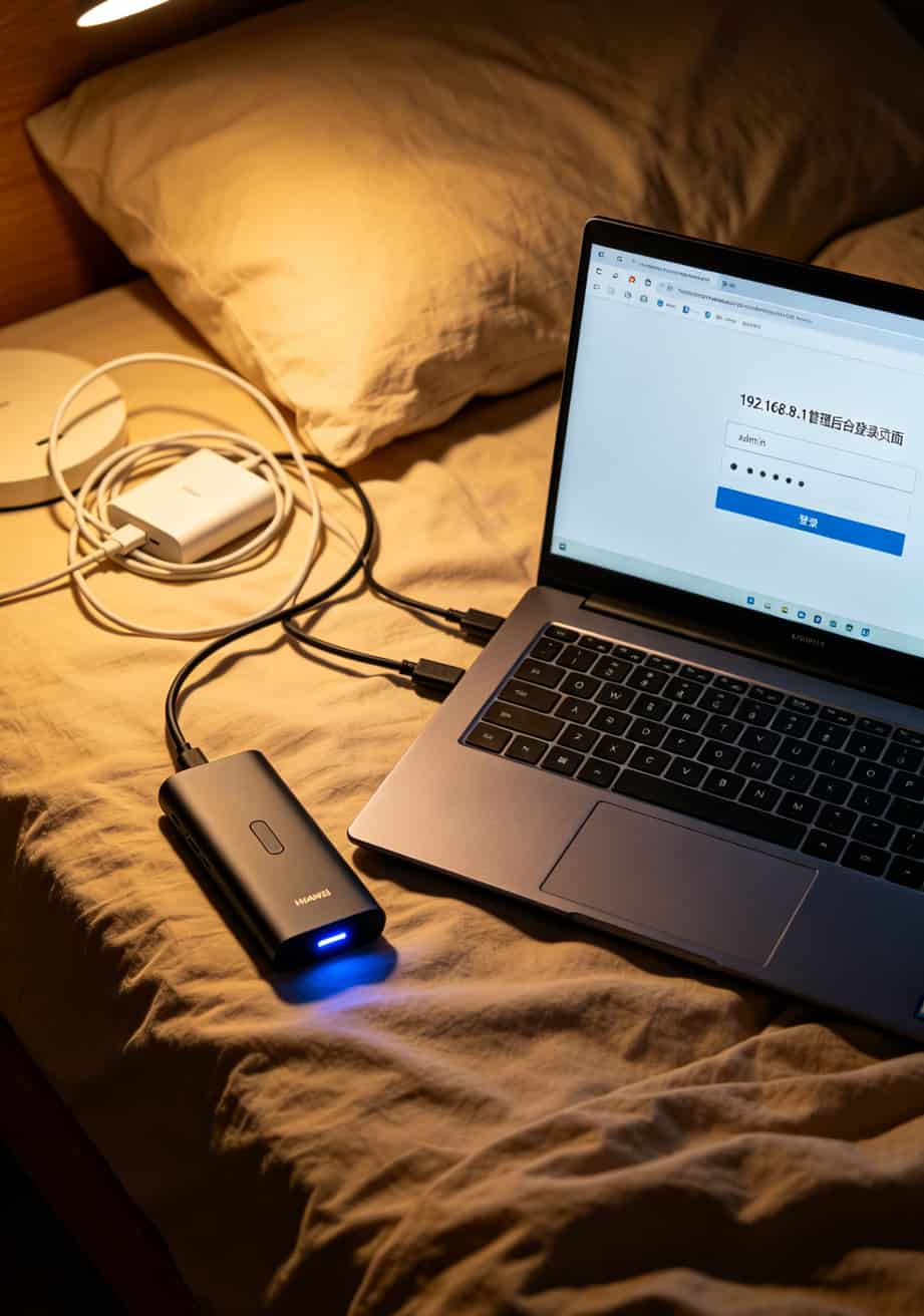 华为随身WiFi免费尝鲜包+B站免流卡流量,白嫖仨月亏了400块?真相反转 华为随身WiFi管理后台登录界面截图