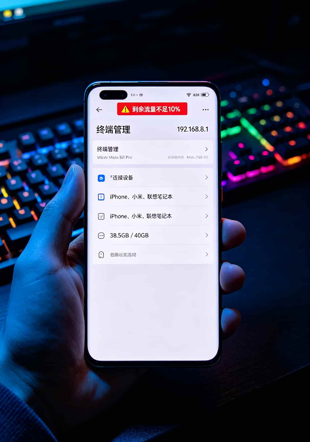 租房出差党狂喜!华为随身WiFi搭19元40g流量卡移动,一年省下小两千 华为随身WiFi后台流量监控界面截图