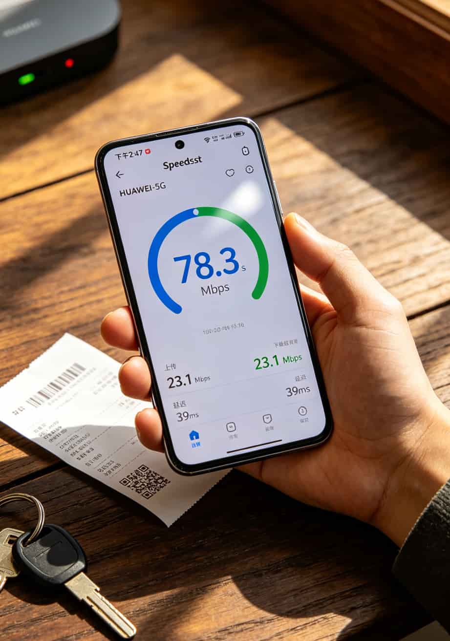 华为随身WiFi流量卡踩坑三次后,我整理出这张超优惠流量卡避坑清单 手机Speedtest测速截图,显示下载速度78Mbps,上传23Mbps,延迟39ms