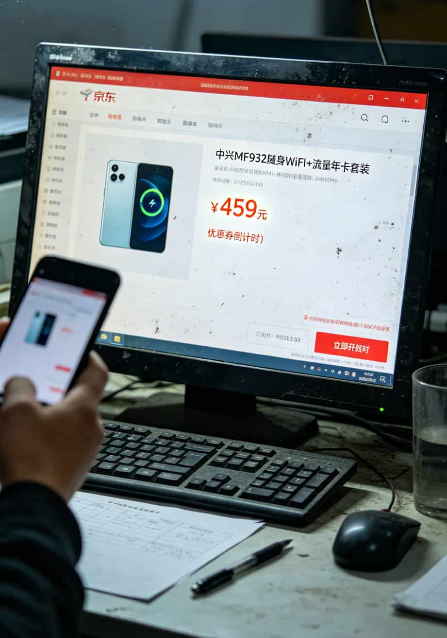 流量卡别瞎买!我踩了三年坑才搞懂20g流量卡多少钱一张 京东购物车页面,中兴MF932加上流量年卡的套装价格显示459元