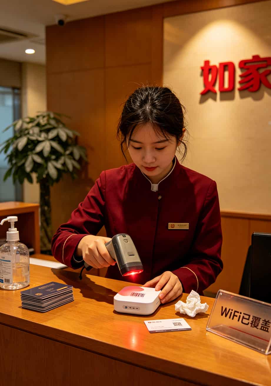 9元套餐流量卡是真的吗?我花两个月租了24台随身WiFi跑遍北京,真实账单全公开 如家酒店前台归还随身WiFi设备工作人员扫描设备序列号