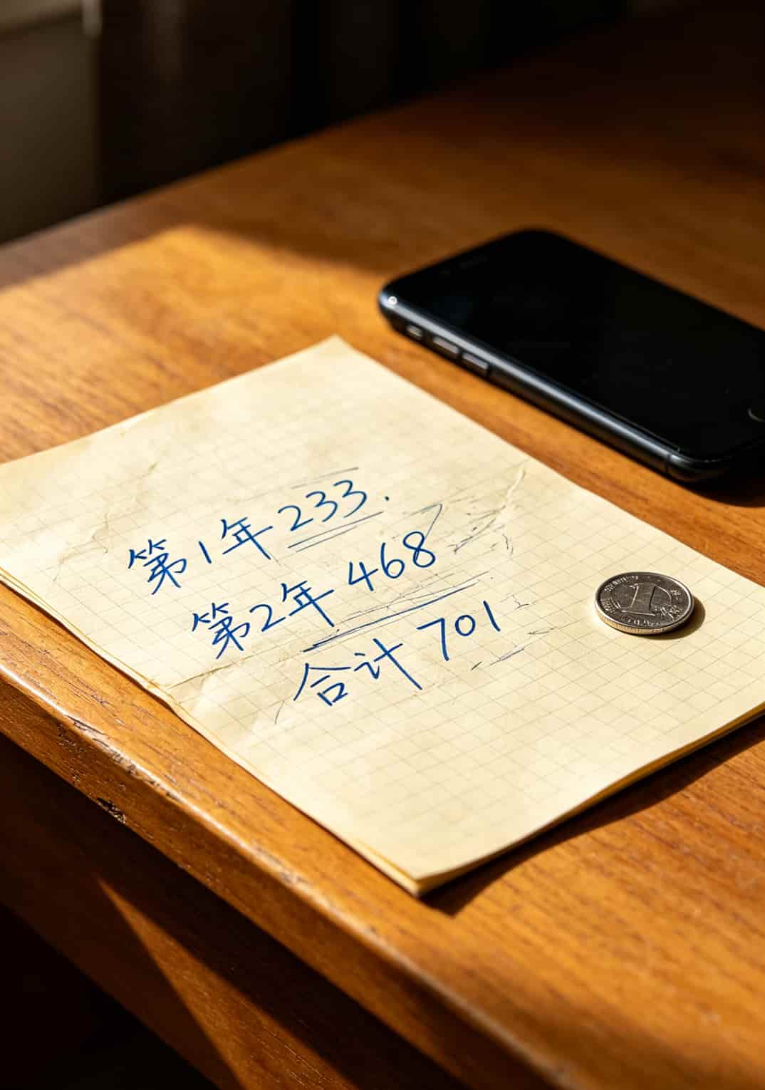 开通流量卡两年花了701?我算完这笔账,你再决定办不办 联通19元套餐两年费用计算手写表格,第一年233元,第二年468元,合计701元