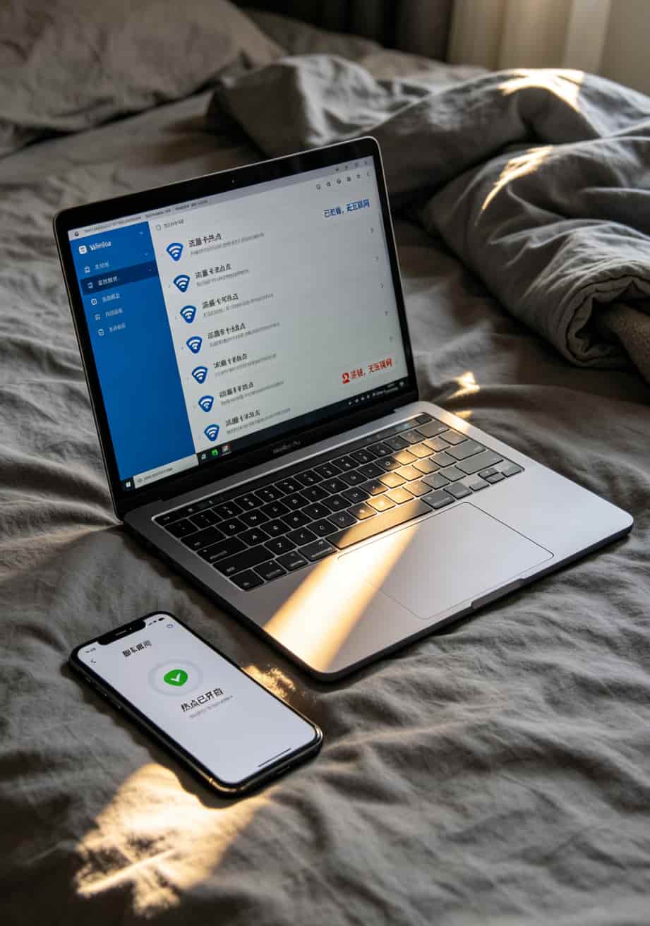 半年换了3台随身WiFi,最后发现310g流量卡才是真香(附避坑实录) 笔记本连接手机热点的界面