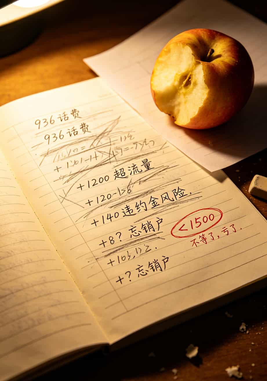 办流量卡有什么坏处?我亏了600块才整明白,你别再踩了 手写计算图,展示联通校园卡两年实际成本超过1500元