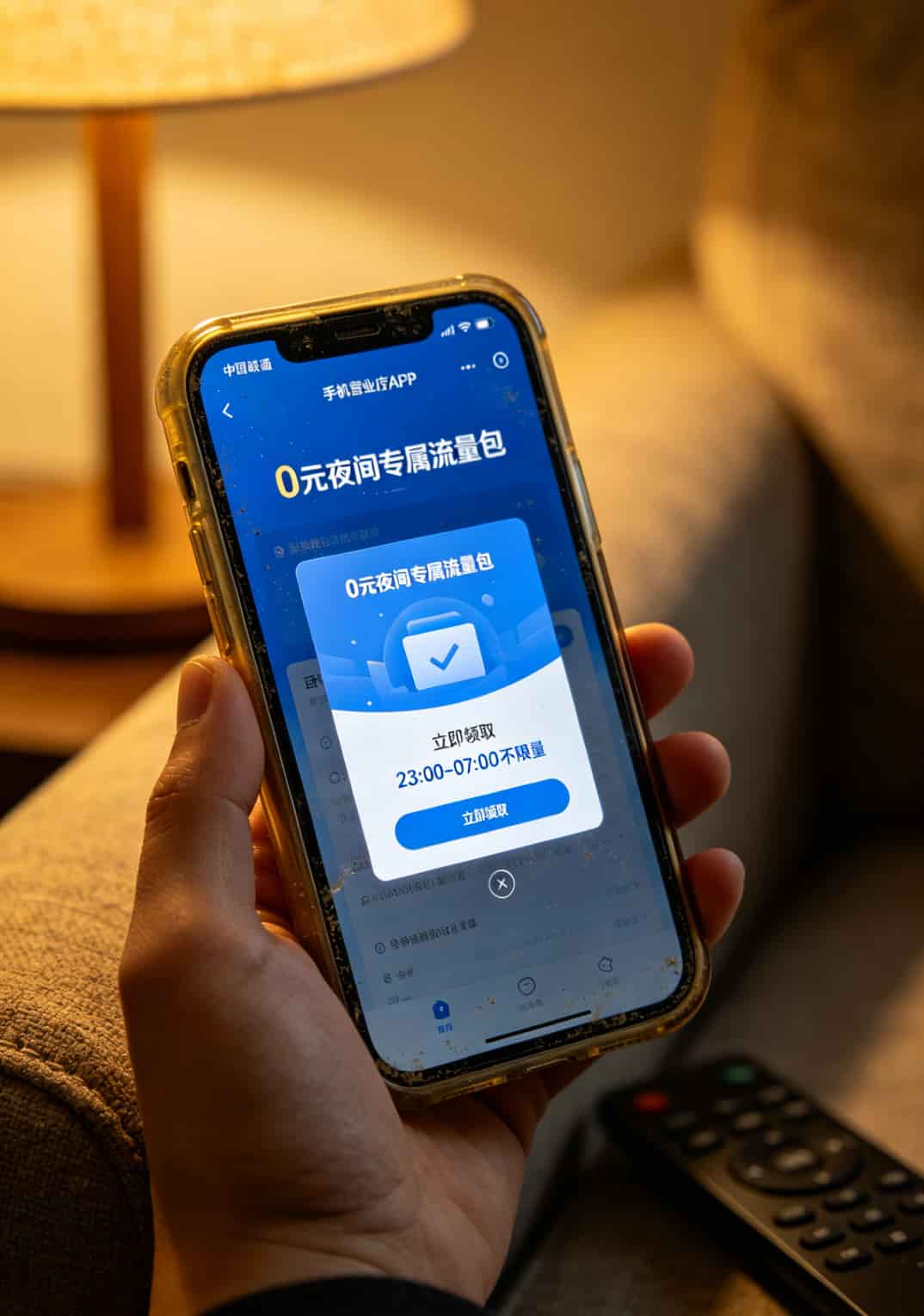 联通卡0元不限量流量包办理?我跑了深圳6家营业厅,最后靠一台华为随身WiFi真薅到了羊毛 联通APP截图,显示0元夜间流量包领取页面