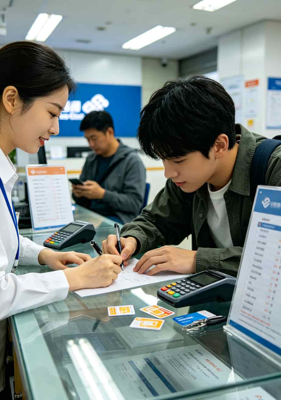 19块钱的联通流量卡套餐,我劝你别急着买(跑了三地营业厅的实话) 联通营业厅工作人员正在给客户办理业务
