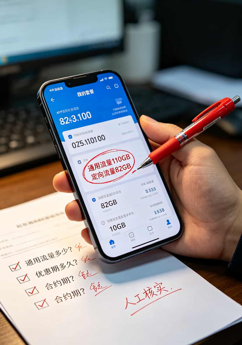 19块钱192G流量卡,我办了五张实测,联通流量卡在线办理到底能不能捡漏? 联通APP我的套餐界面截图,红圈标注通用流量和定向流量具体数值