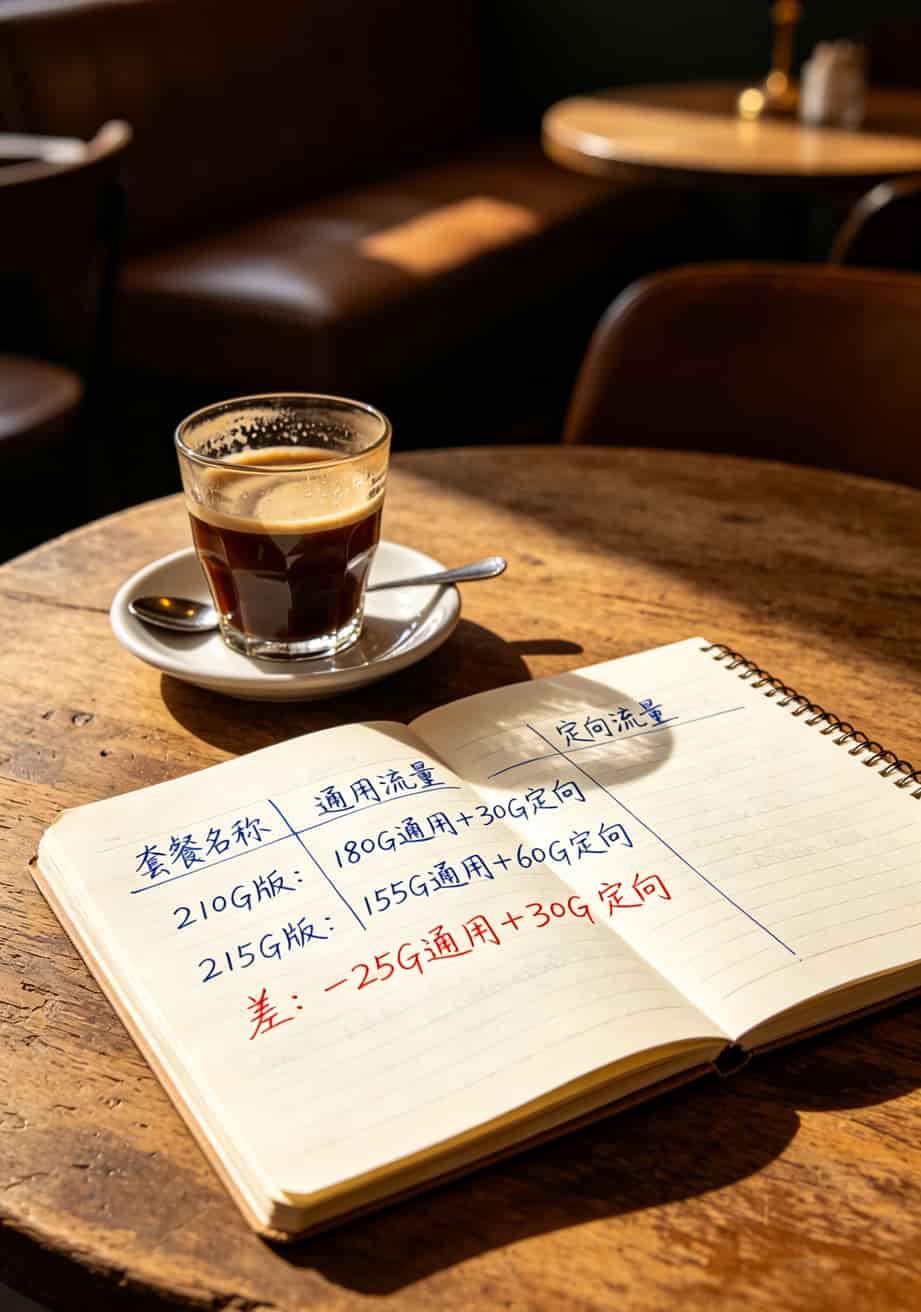 两张联通卡的套餐对比表格，标注通用和定向流量的差异