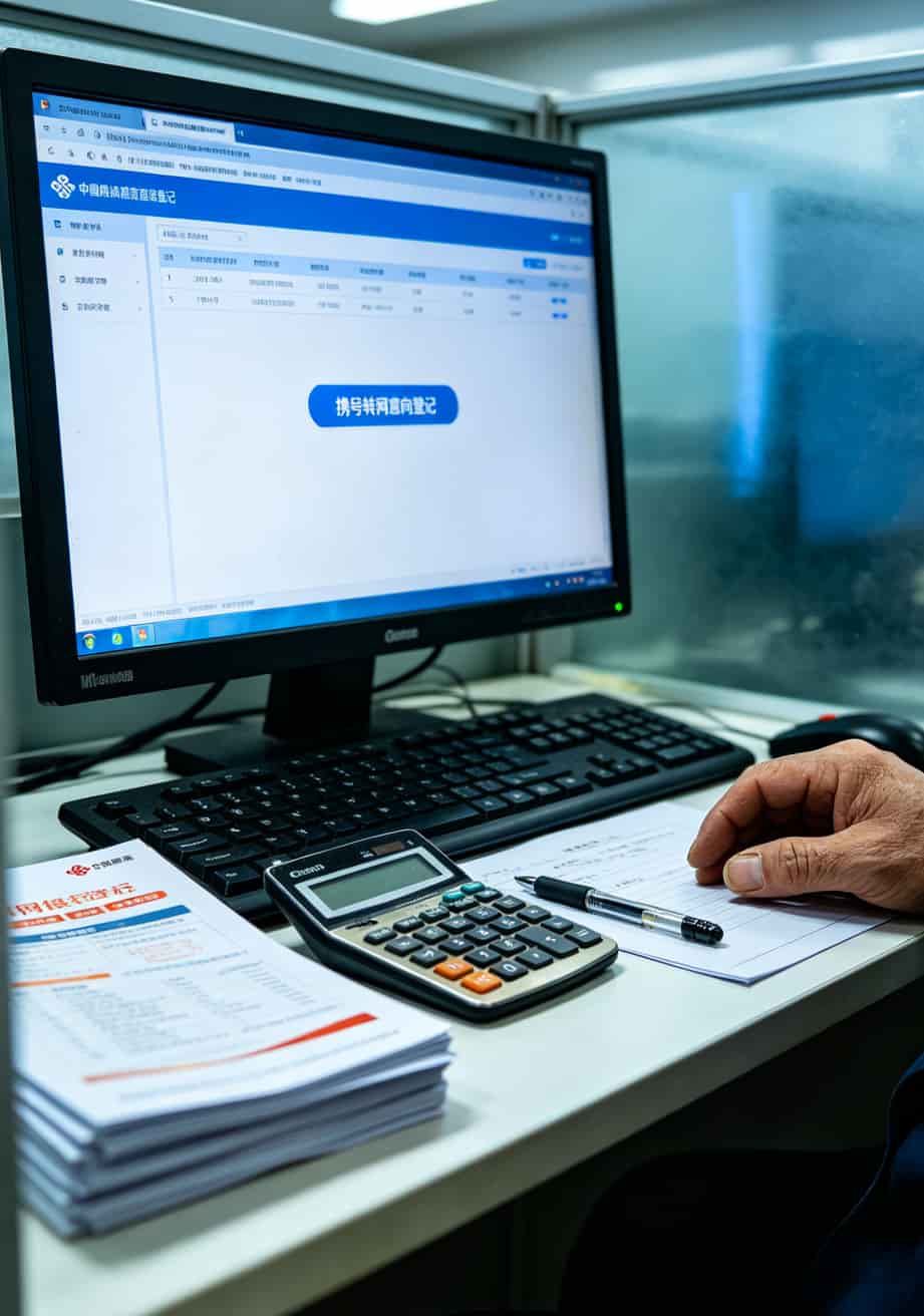 联通卡0元不限量流量包办理?我跑了深圳6家营业厅,最后靠一台华为随身WiFi真薅到了羊毛 联通营业厅内部柜台,电脑屏幕显示业务系统界面