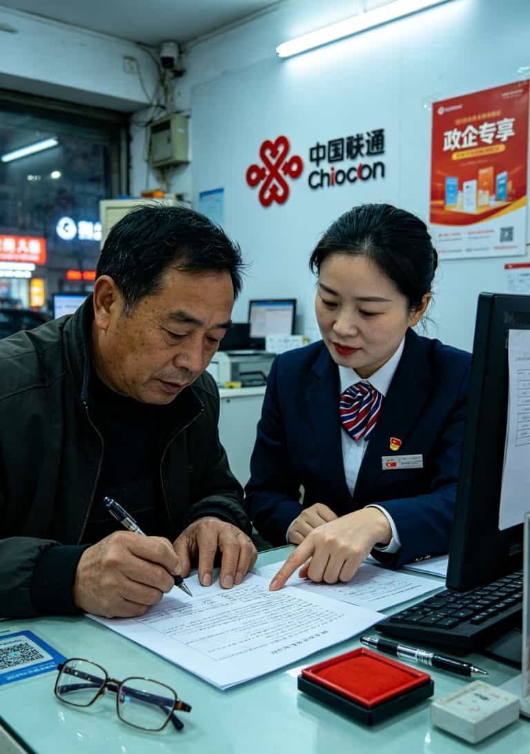 跑了半个广西,我终于搞懂了:办理电信流量卡要多少钱才不会被坑? 联通营业厅柜台办理业务的照片