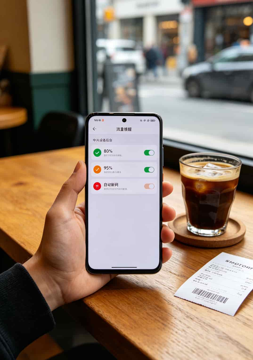 随身WiFi后台流量提醒设置页面，显示阈值选项